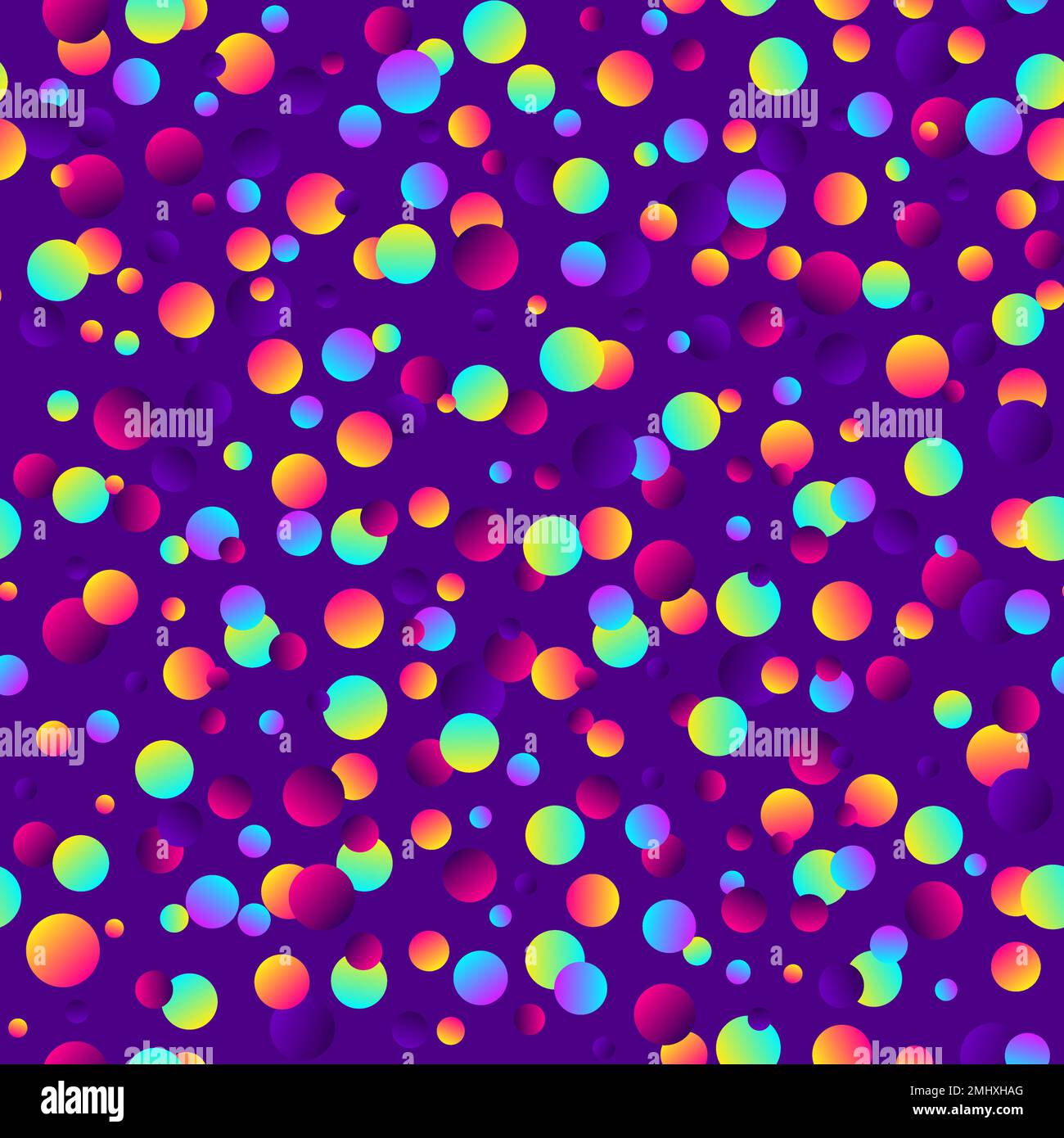 Colorful gradient balls on purple background. Abstract geometric ...