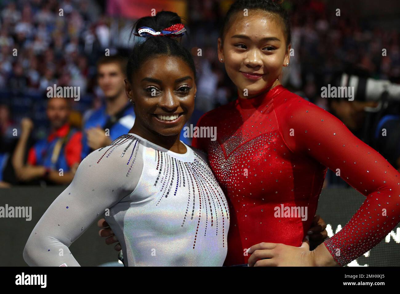 Gold Medal Winner Simone Biles Of The U.S., Left, And Her Team Mate ...