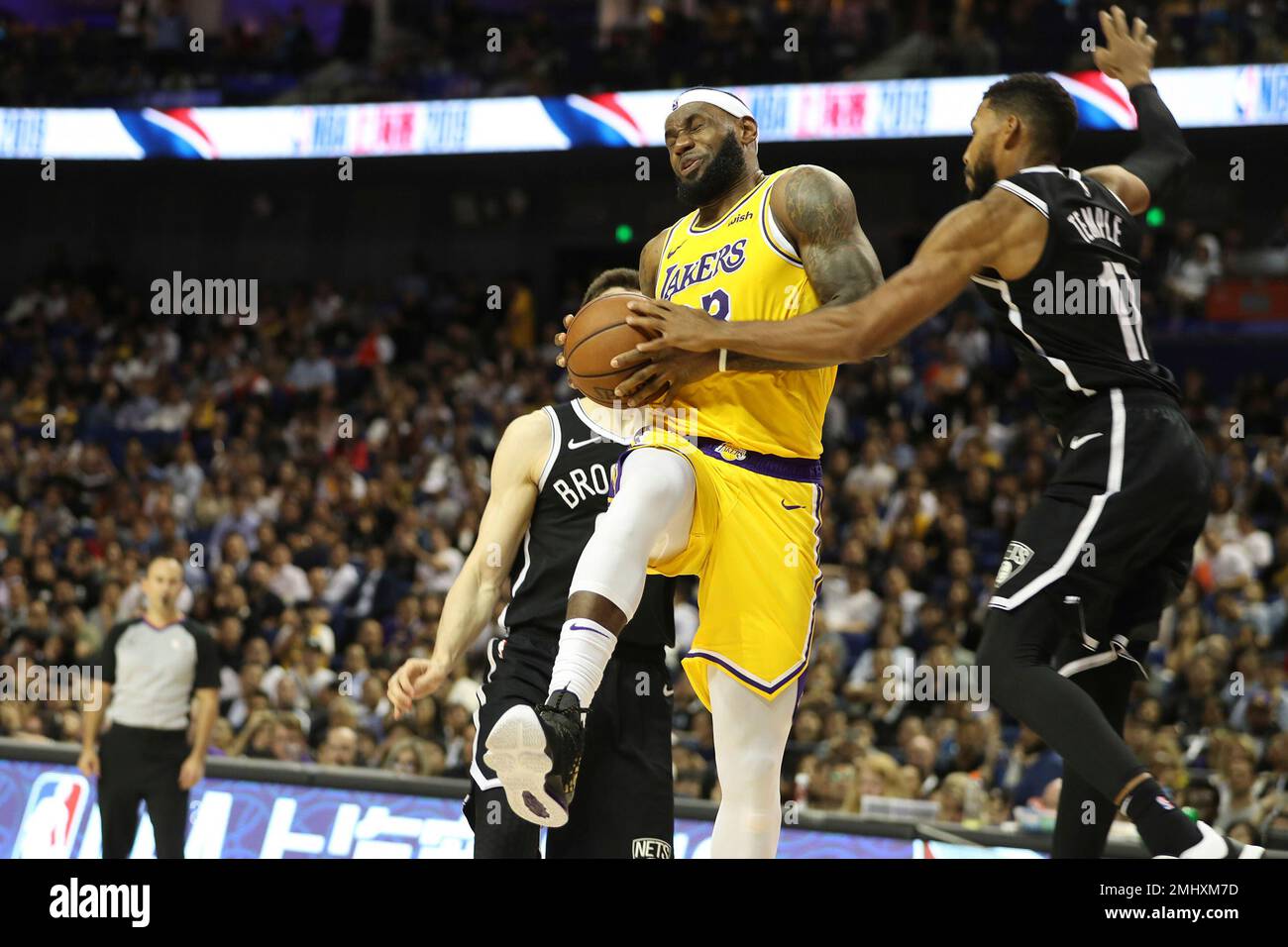 Los Angeles Lakers playing preseason game against Brooklyn Nets in