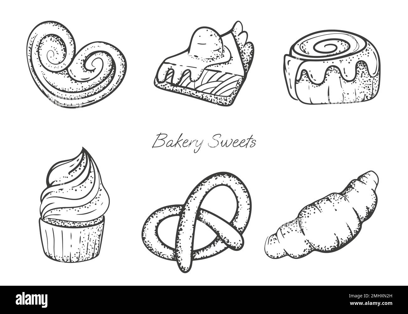 baking set of elements in hand drawing style Stock Vector