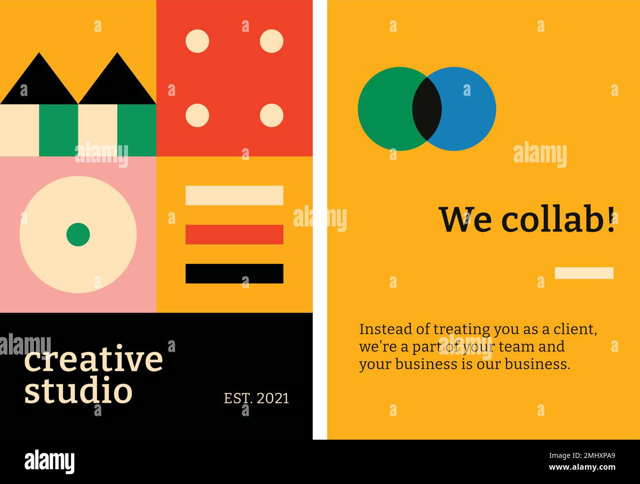 Editable poster template vector bauhaus inspired flat design creative studio text Stock Vector