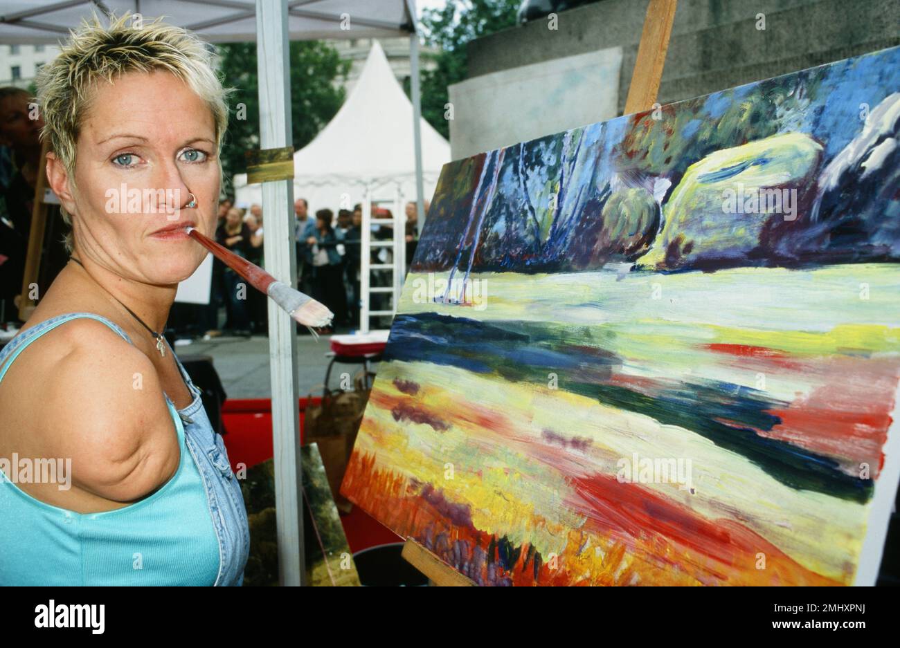Alison Lapper, The Big Draw, Trafalgar Square, London, UK Stock Photo