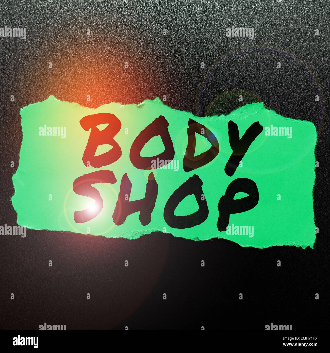 Hand writing sign Body Shop. Business idea a shop where automotive bodies are made or repaired