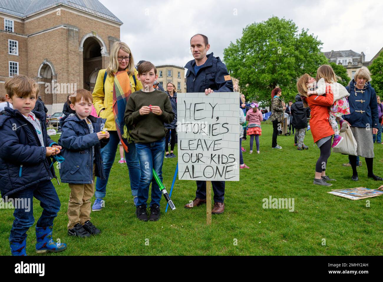 Bristol,UK. 20th May, 2017. Protesters carrying signs and placards are pictured as they prepare to march through the streets of Bristol to protest abo Stock Photo