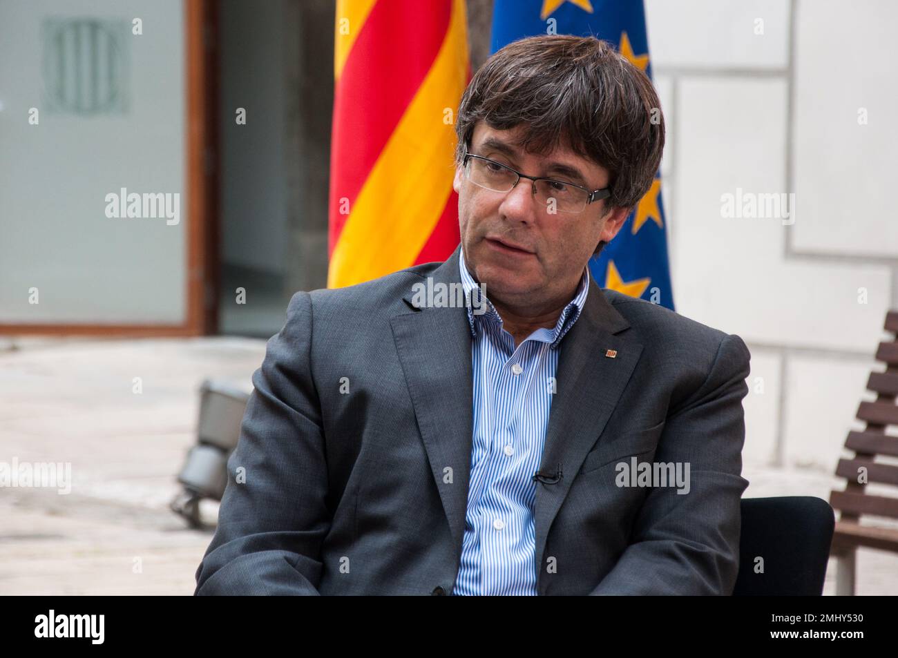 GIRONA, SPAIN - SEPTEMBER 30, 2017 : Carles Puigdemont, President of the Generalitat of Catalonia. Stock Photo