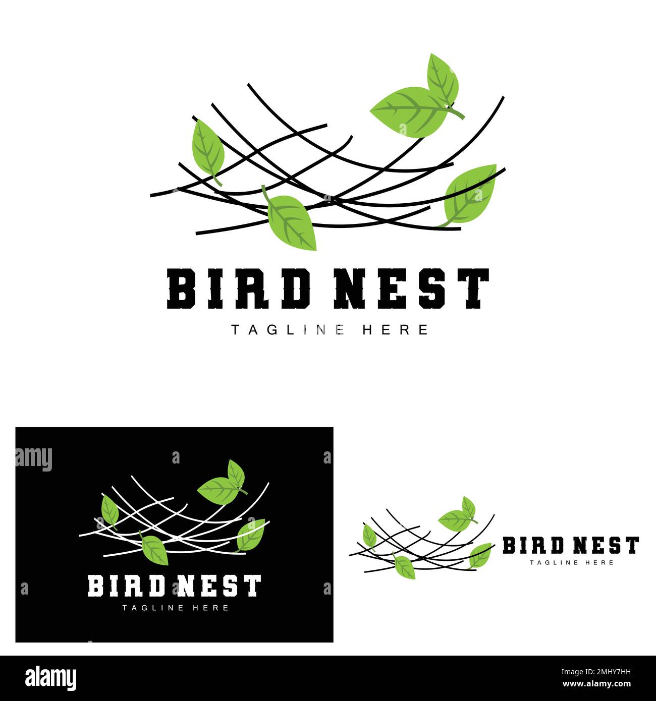 Bird's Nest Logo Design, Bird House Vector For Eggs, Bird Tree Logo