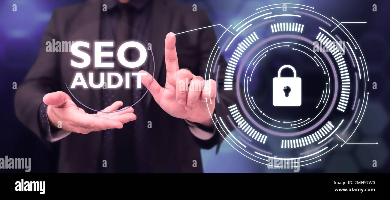 Writing displaying text Seo Audit. Conceptual photo Search Engine Optimization validating and verifying process Stock Photo