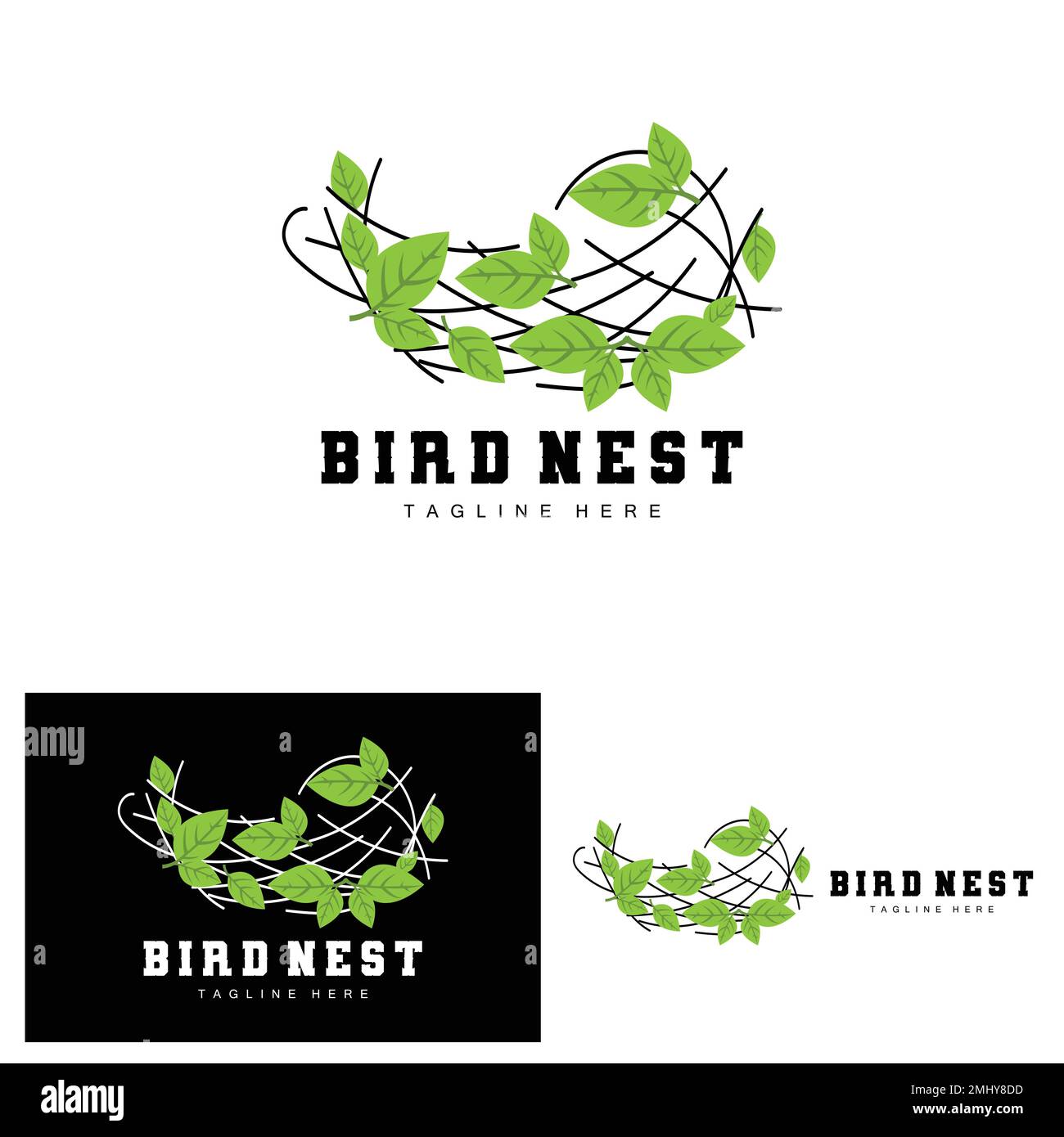 Bird's Nest Logo Design, Bird House Vector For Eggs, Bird Tree Logo