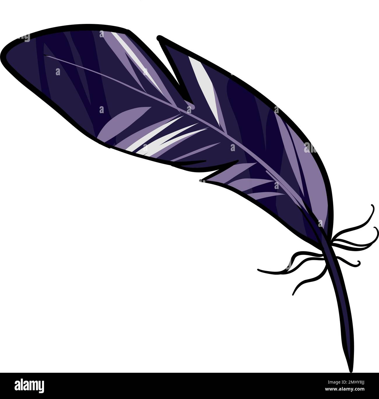 Black feather. Crow pen, Vector illustration of a feather Stock Vector