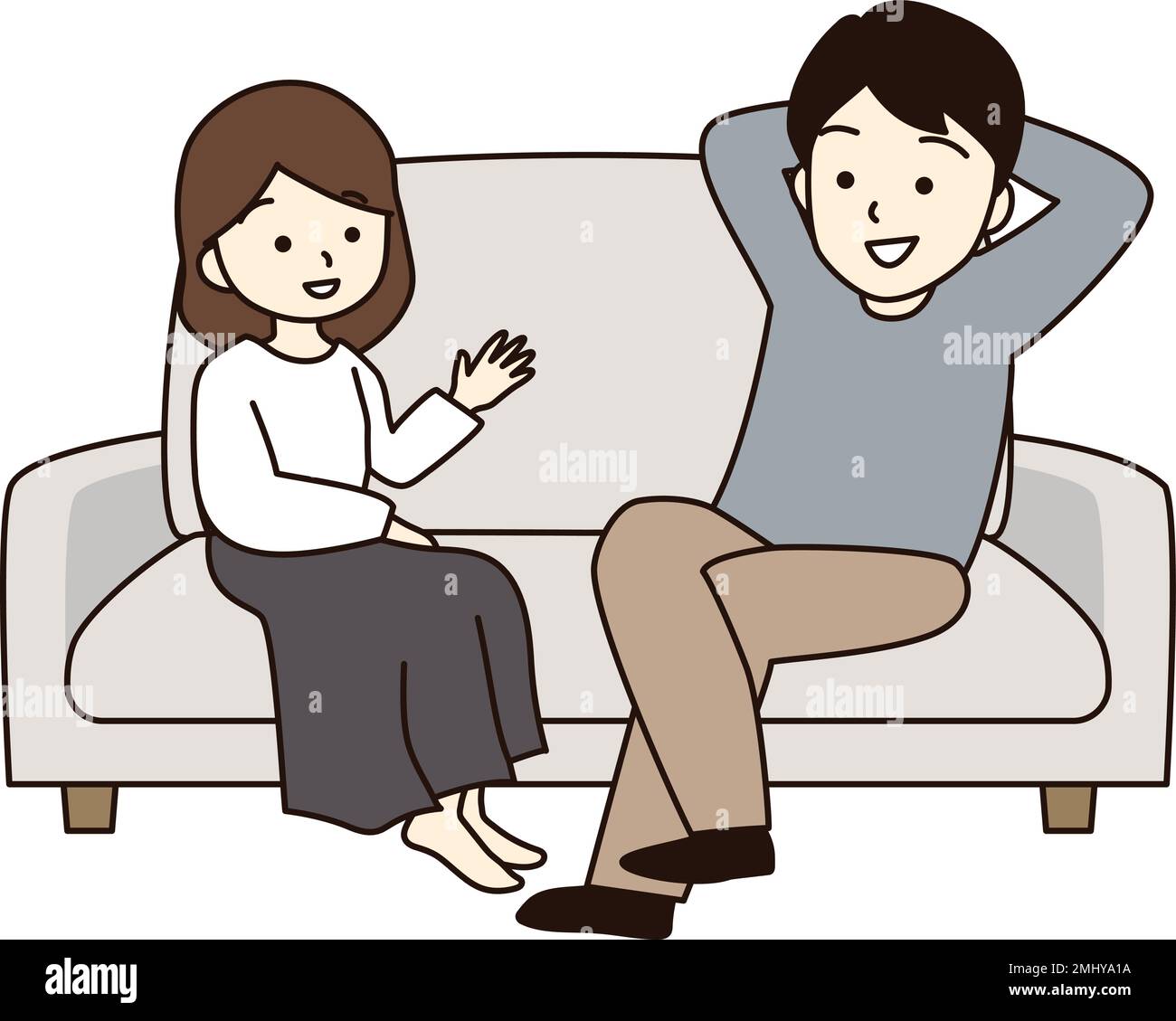 A couple relaxing on the sofa. Stock Vector