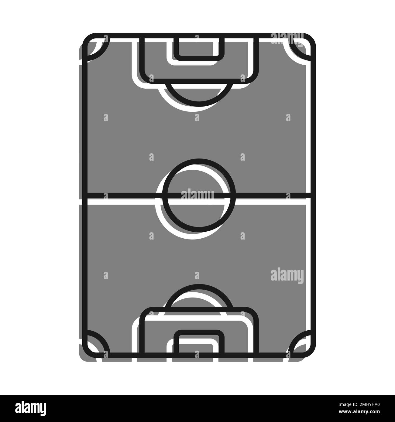 Linear filled with gray color icon. Soccer Field Markings Lines. Outline Football Playground Top View. Sports Ground For Active Recreation. Simple bla Stock Vector