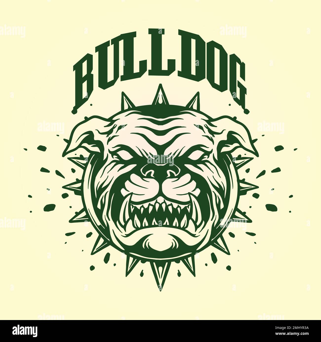 Angry bulldog wild animal head logo illustration vector illustrations for your work logo, merchandise t-shirt, stickers and label designs, poster Stock Vector