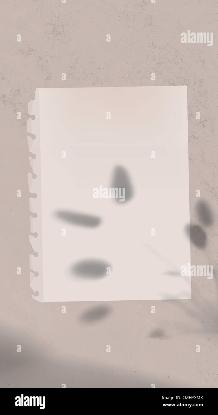 Paper note background wallpaper vector on aesthetic leaf shadow Stock Vector