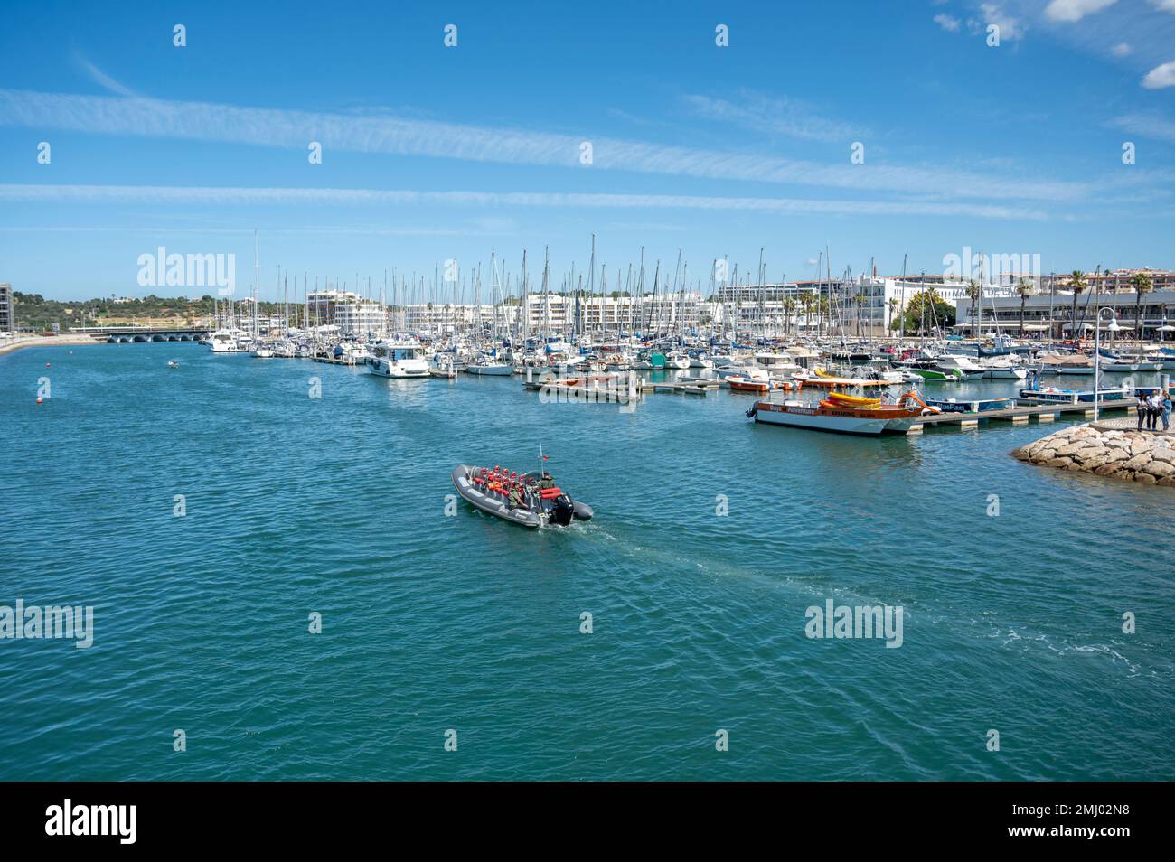 Boats in the harbour or marina at Lagos Algarve Portugal Stock Photo