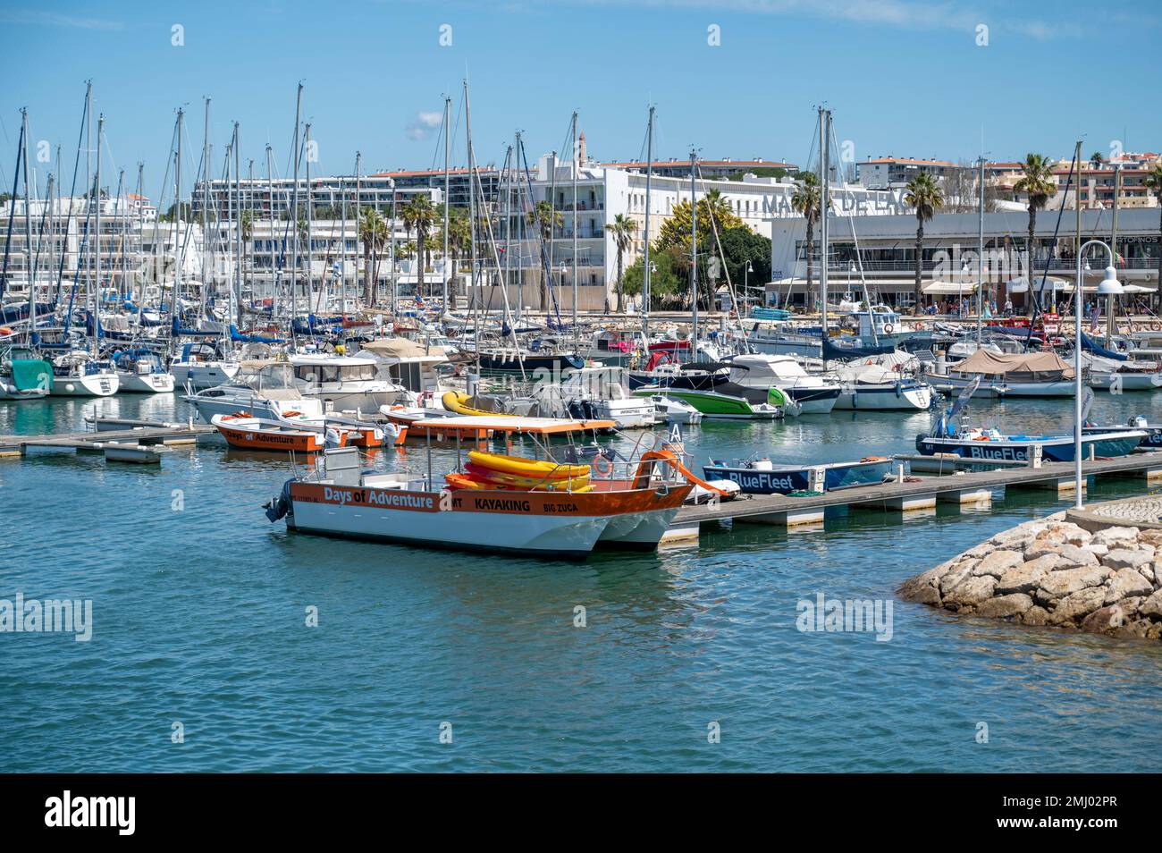 Boats in the harbour or marina at Lagos Algarve Portugal Stock Photo