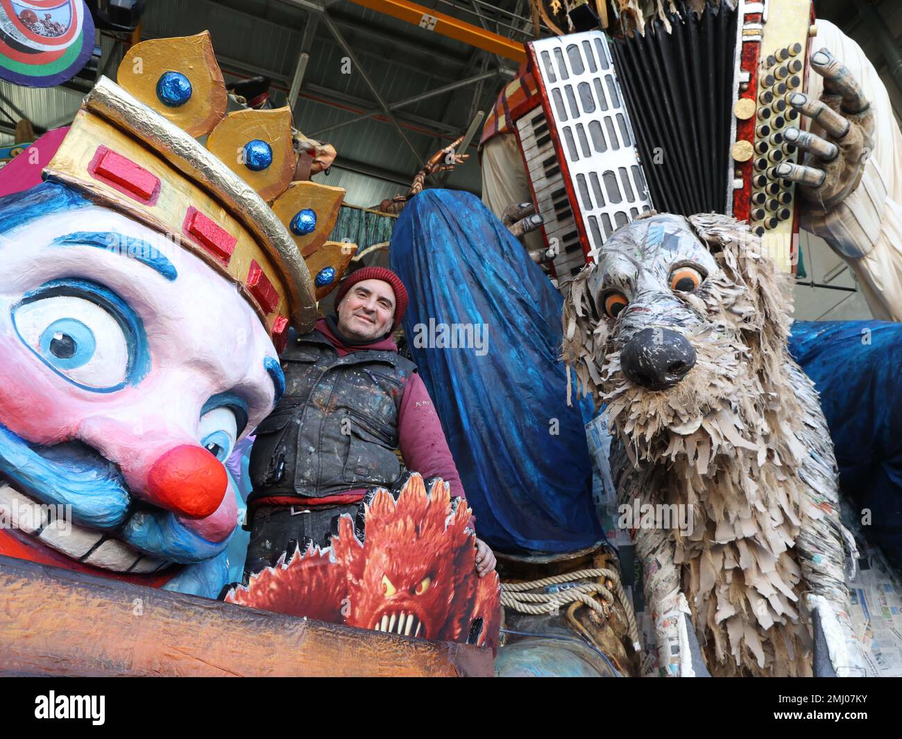 Florence, Italy. 27th Jan, 2023. PRESSPHOTO Florence Carnival of Viareggio and its people, a journey into the citadel of the carnival where the allegorical floats are born. in the photo: A Fantastic Story Jacopo Allegrucci first category wagon photo Gianluca Moggi/New Press Photo Editorial Usage Only Credit: Independent Photo Agency/Alamy Live News Stock Photo
