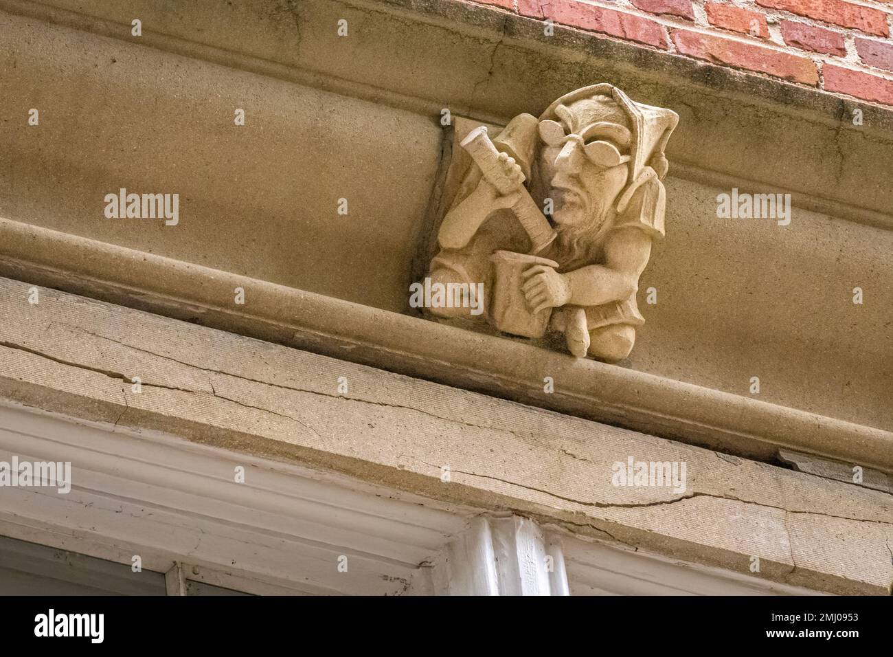 Gargoyle atop Leigh Hall, originally known as the Chemistry-Pharmacy Building, an historic building at the University of Florida in Gainesville. (USA) Stock Photo