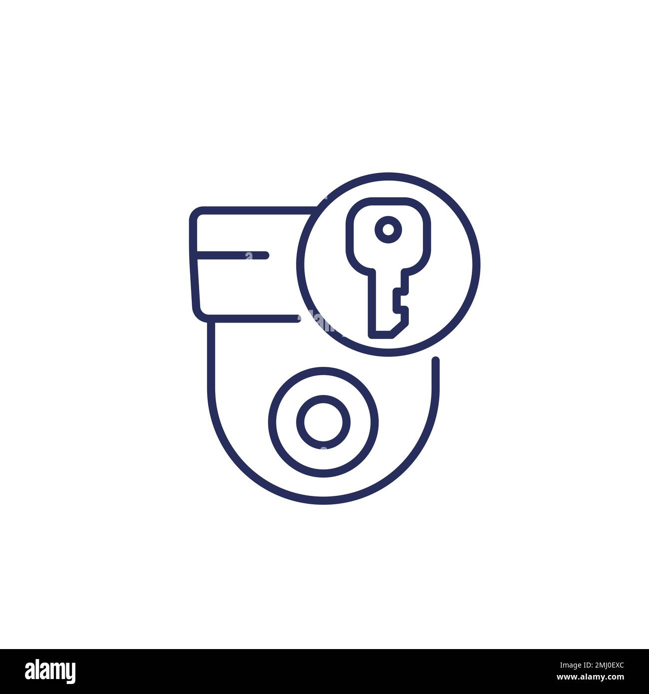 access to ip camera, cctv line icon on white Stock Vector