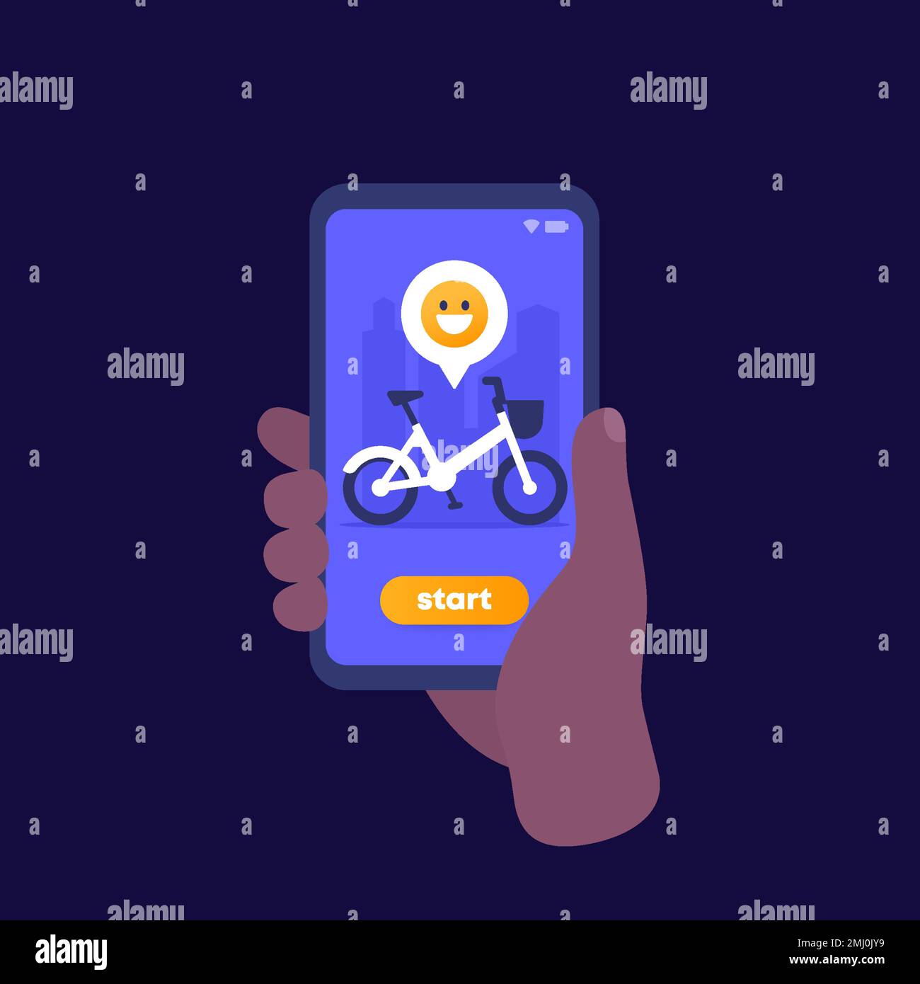 bike, bicycle sharing mobile app, start a ride Stock Vector Image & Art