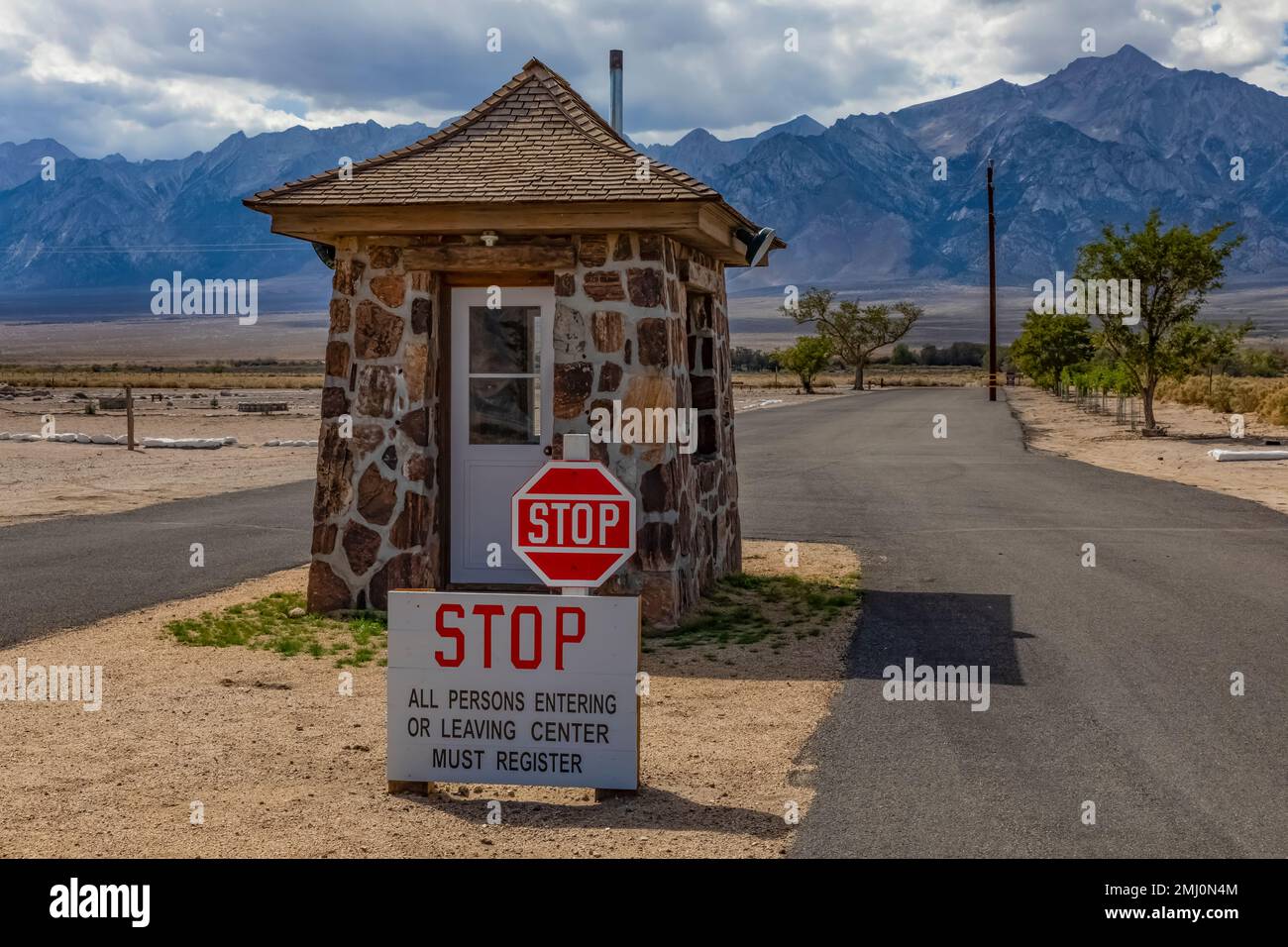 Main sentry post and entrance at Manzanar National Historic Site, Owens Valley, California, USA