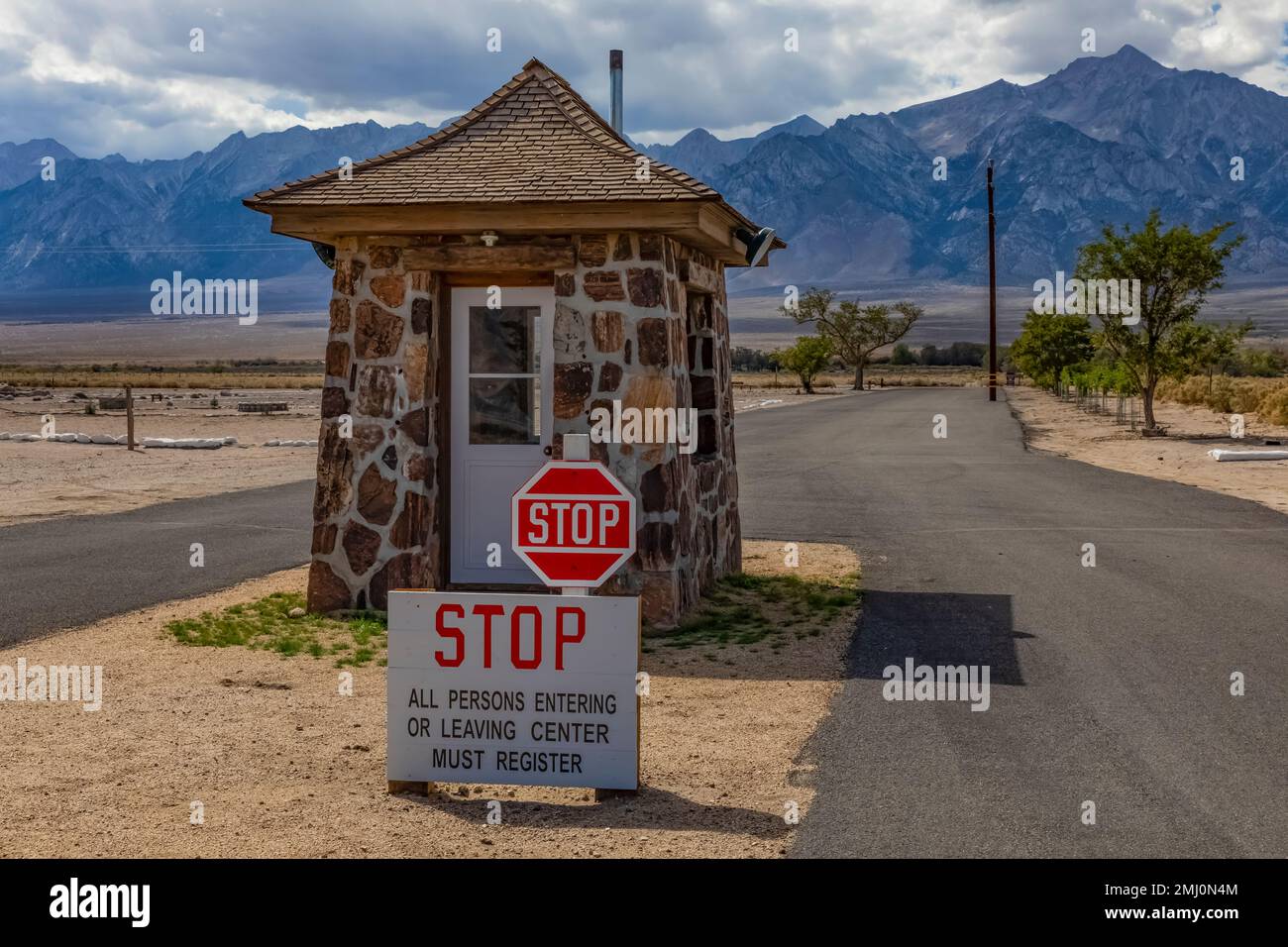 Main sentry post and entrance at Manzanar National Historic Site, Owens Valley, California, USA Stock Photo