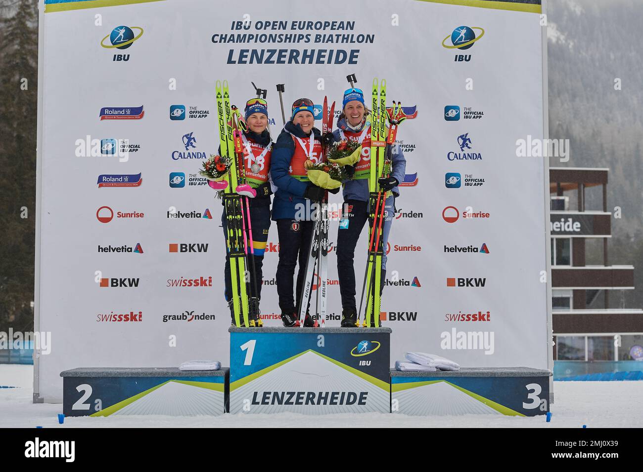 Lenzerheide, Schweiz, 27. Januar 2023. Die Siegerinnen (von links nach 