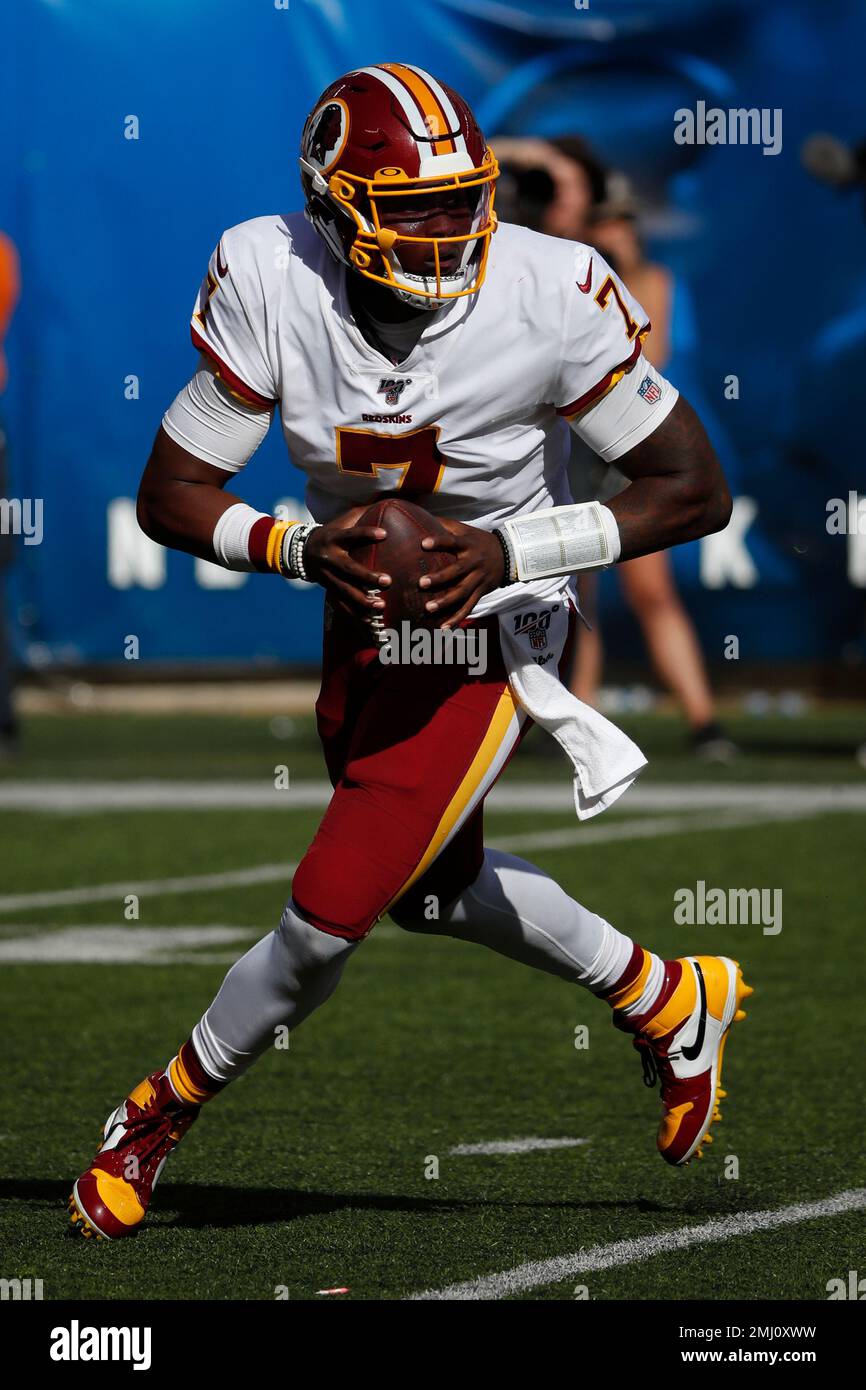 Washington Redskins quarterback Dwayne Haskins (7) looks to throw a