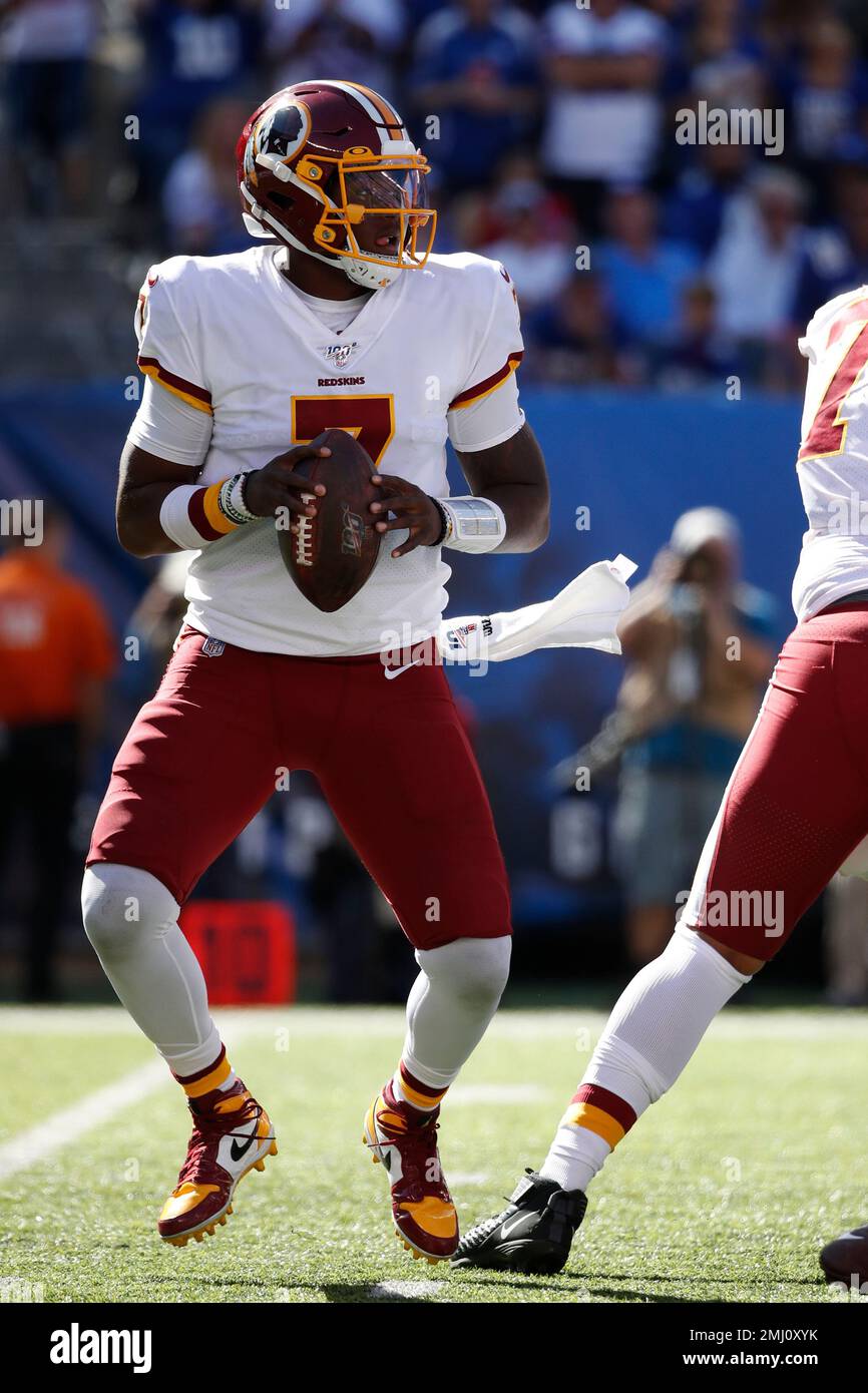 Washington Redskins quarterback Dwayne Haskins (7) looks to throw a