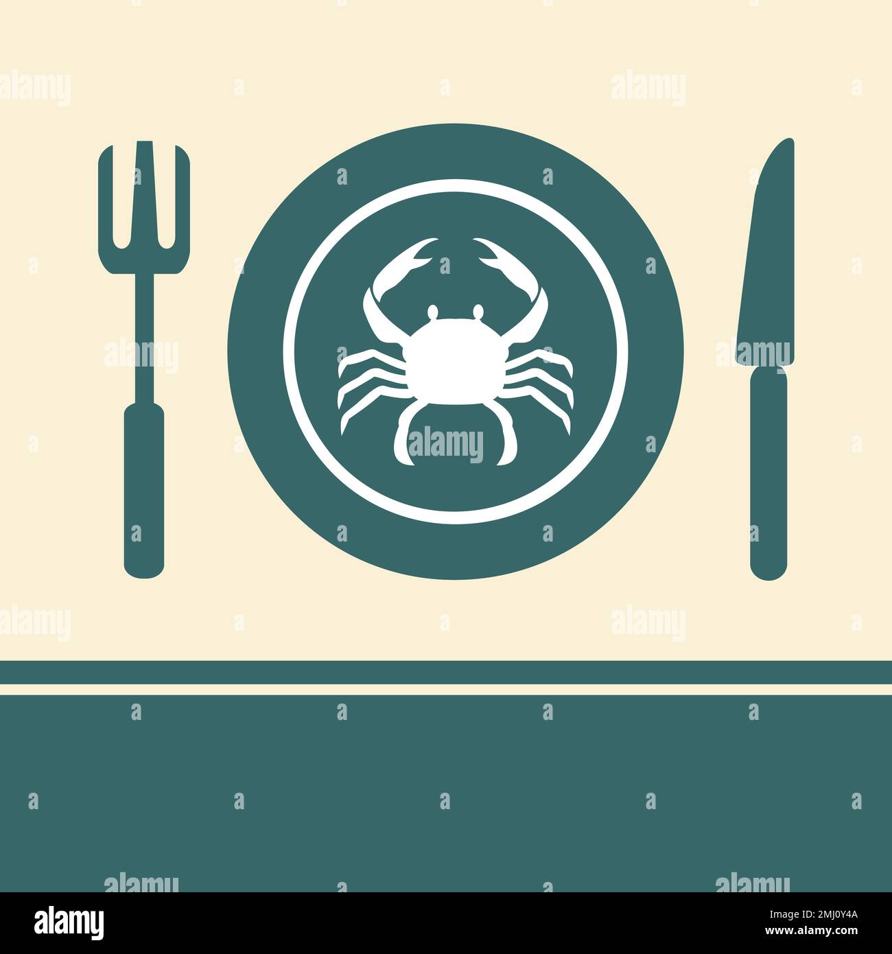 Crab in a dish on the table. Easy editable layered vector illustration