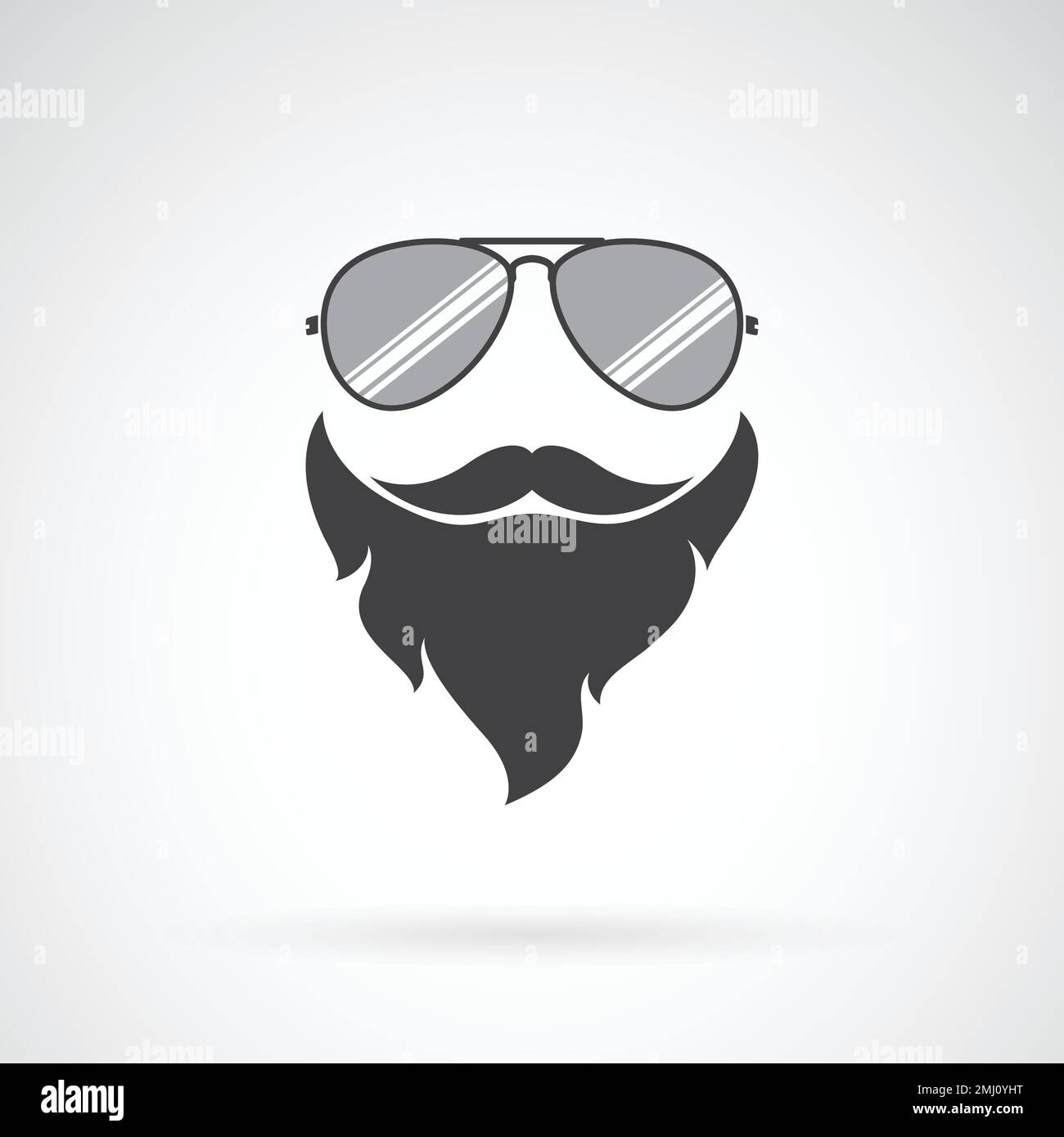 Vector image of sunglasses and mustache and beard on white background