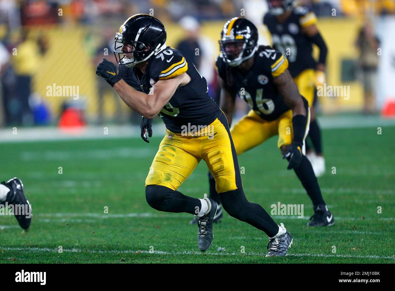 Pittsburgh Steelers outside linebacker T.J. Watt (90) celebrates a sack  during the second half of an NFL football game against the Cincinnati  Bengals in Pittsburgh, Monday, Sept. 30, 2019. (AP Photo/Tom Puskar