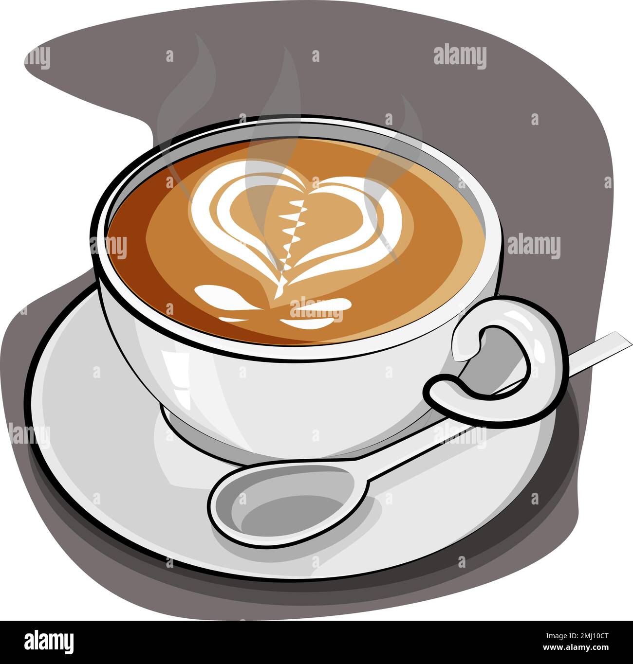 Delicious latte with a beautiful pattern from milk Stock Vector