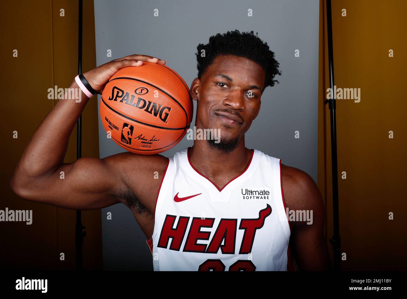 Miami Heat forward Jimmy Butler poses for a photo during the NBA