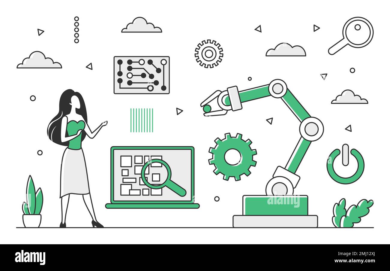 Robot programming control. Automation work system, automated process ...