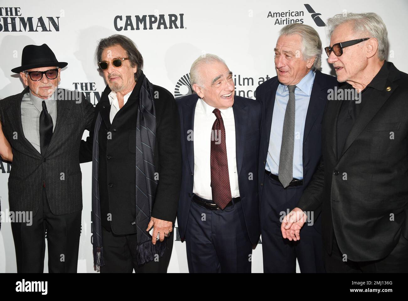 Actor Joe Pesci, left, actor Al Pacino, director Martin Scorsese, actor