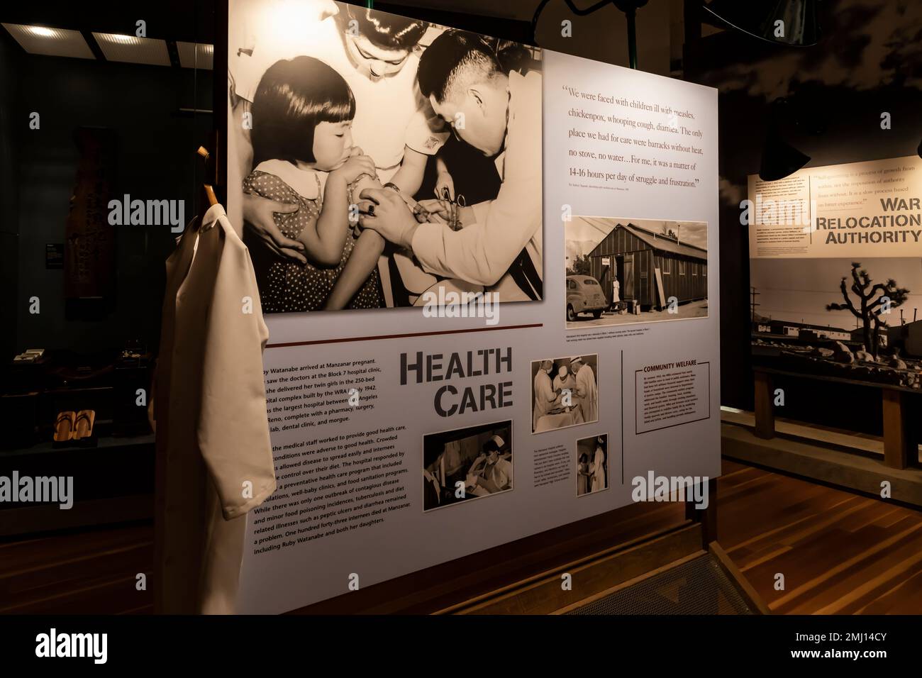 Health Care exhibit in NPS Visitor Center at Manzanar National Historic Site, Owens Valley, California, USA Stock Photo