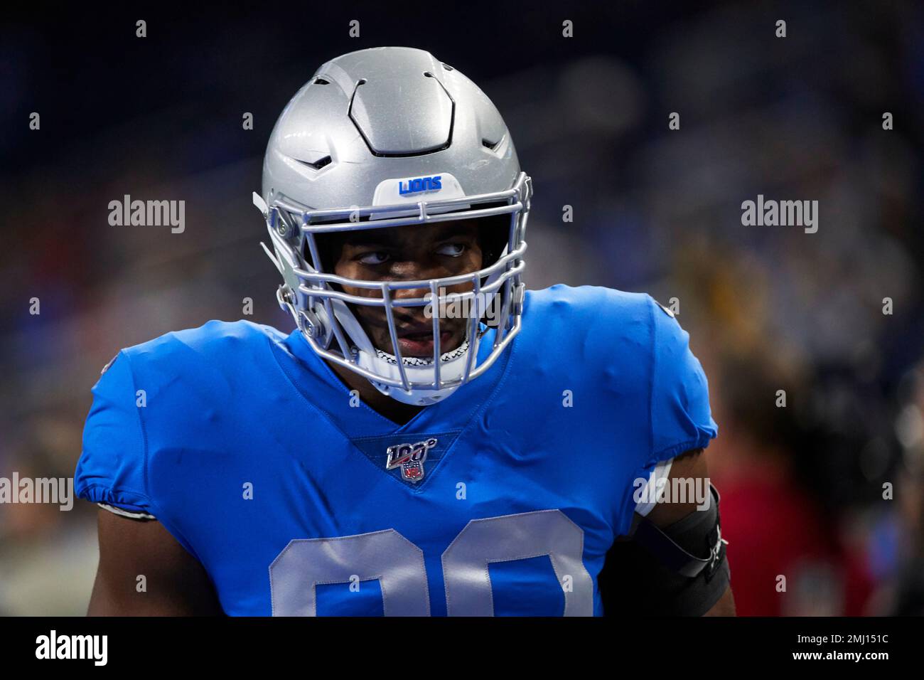 Detroit Lions defensive end Trey Flowers (90) during warm ups