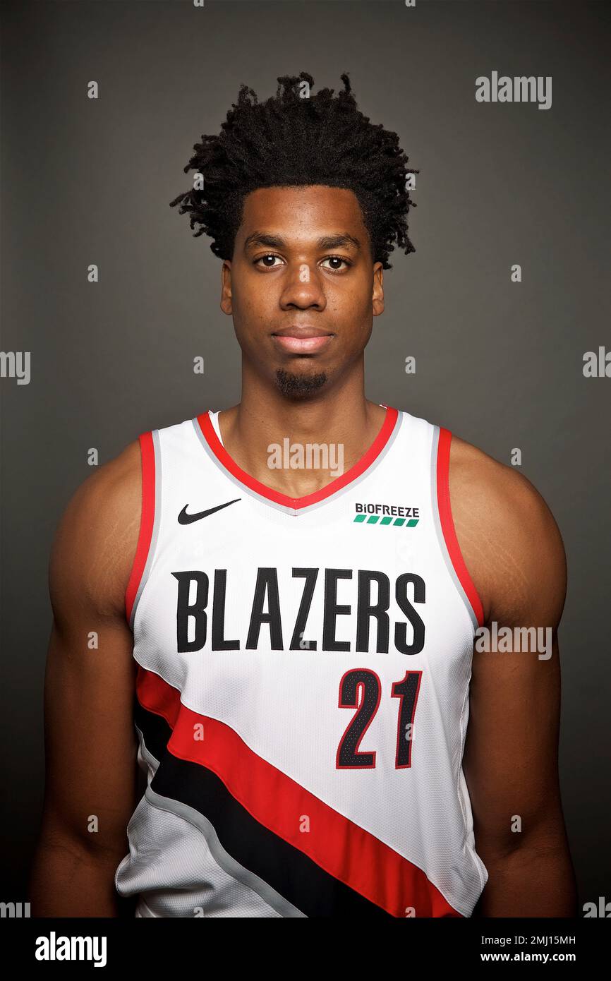 Portland Trail Blazers center Hassan Whiteside poses during the NBA