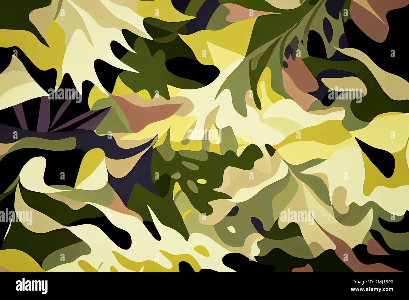 camouflage or camo color background with abstract leaf or jungle pattern Stock Photo