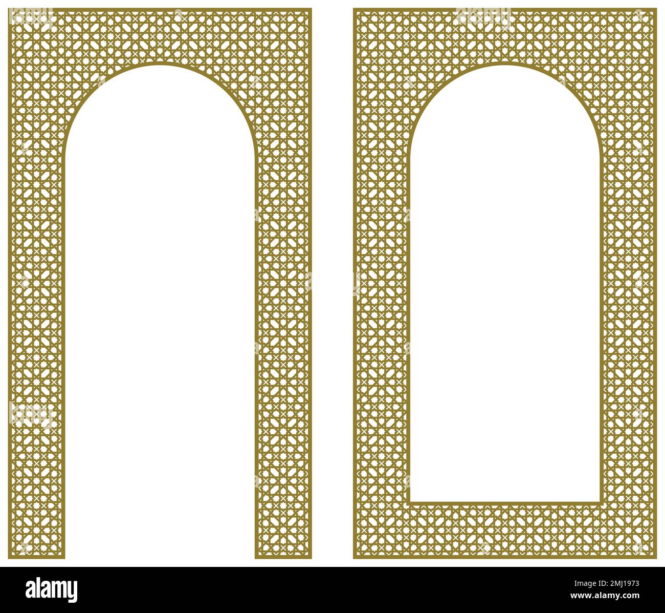 A set of two design elements. Two frames in Arabic geometric style Stock Vector