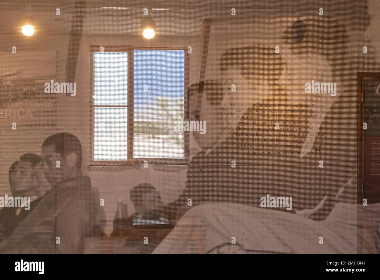 Photograph of Japanese men at Manzanar National Historic Site, Owens Valley, California, USA Stock Photo