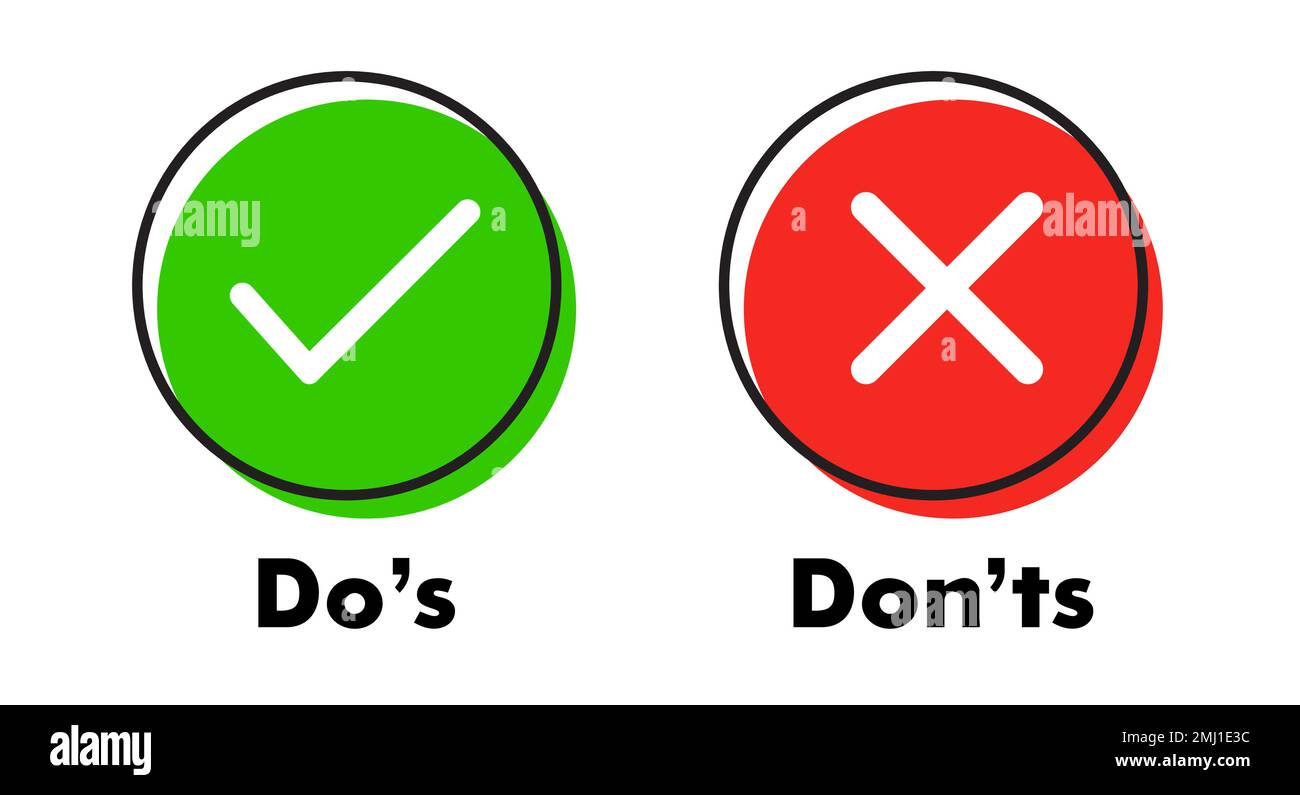 Do's And Don'ts Vector Icon Red Green Illustration Stock Vector