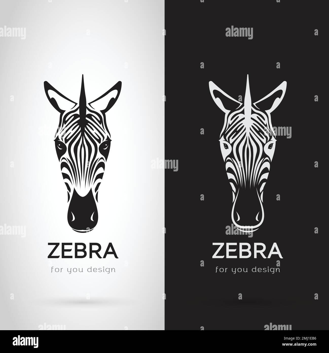 Vector of zebra head design on white background and black background, Logo, Symbol, label, Animals. Easy editable layered vector illustration. Stock Vector