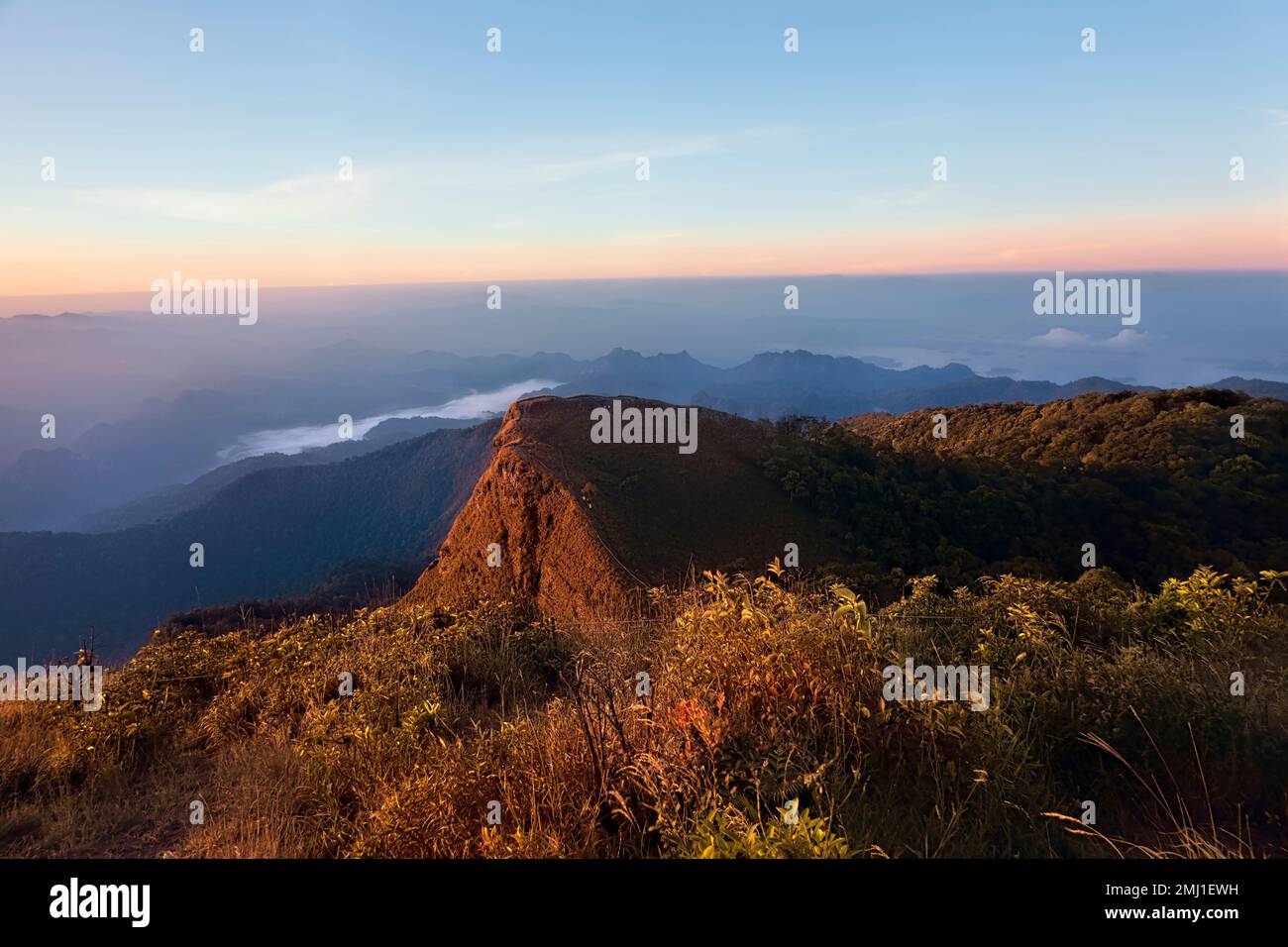 View from the summit of Khao San Nok Wua, Khao Laem National Park, Kanchanaburi, Thailand Stock Photo