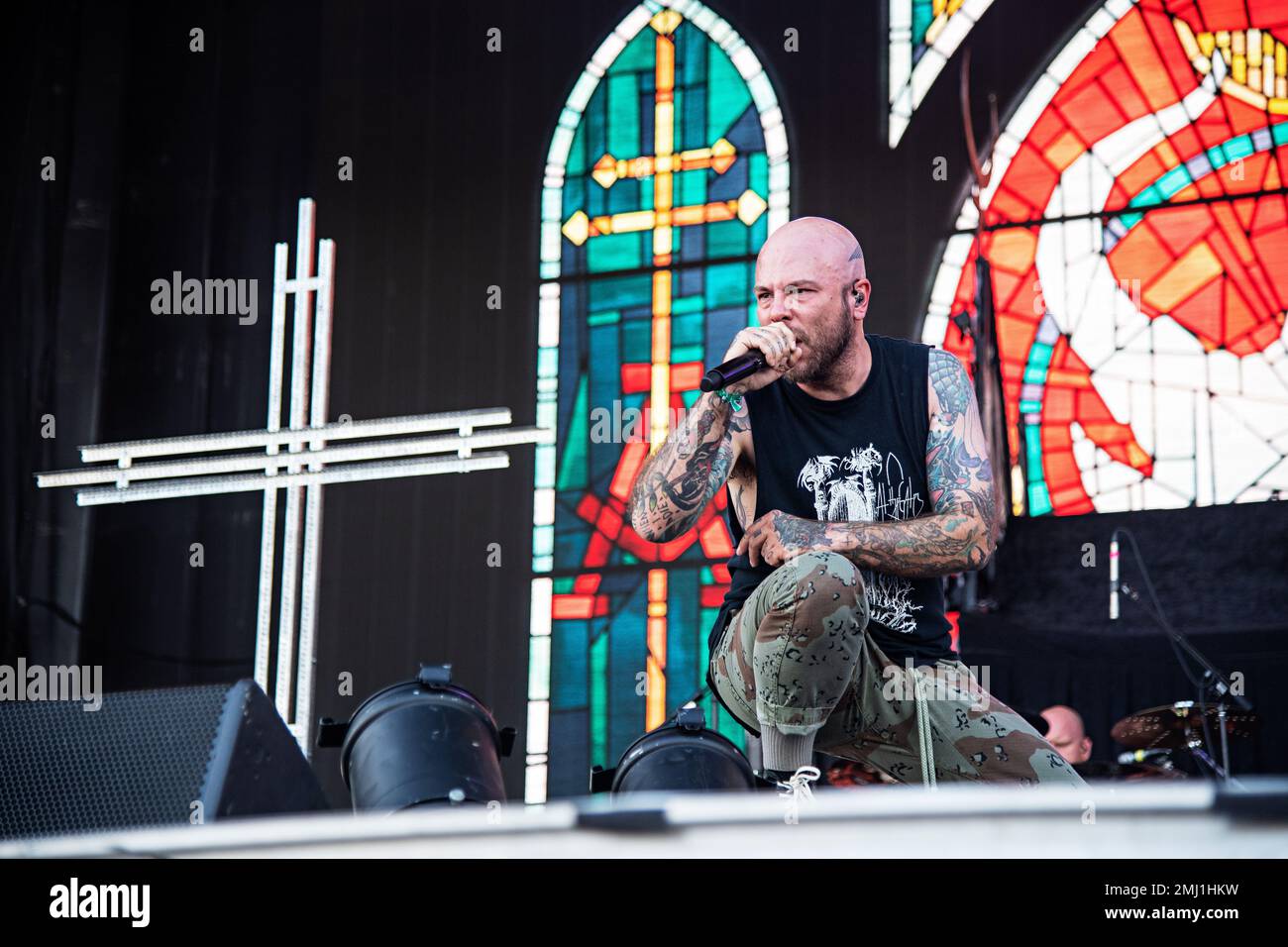 Ryan Clark of Demon Hunter performs during Louder Than Life at Highland ...