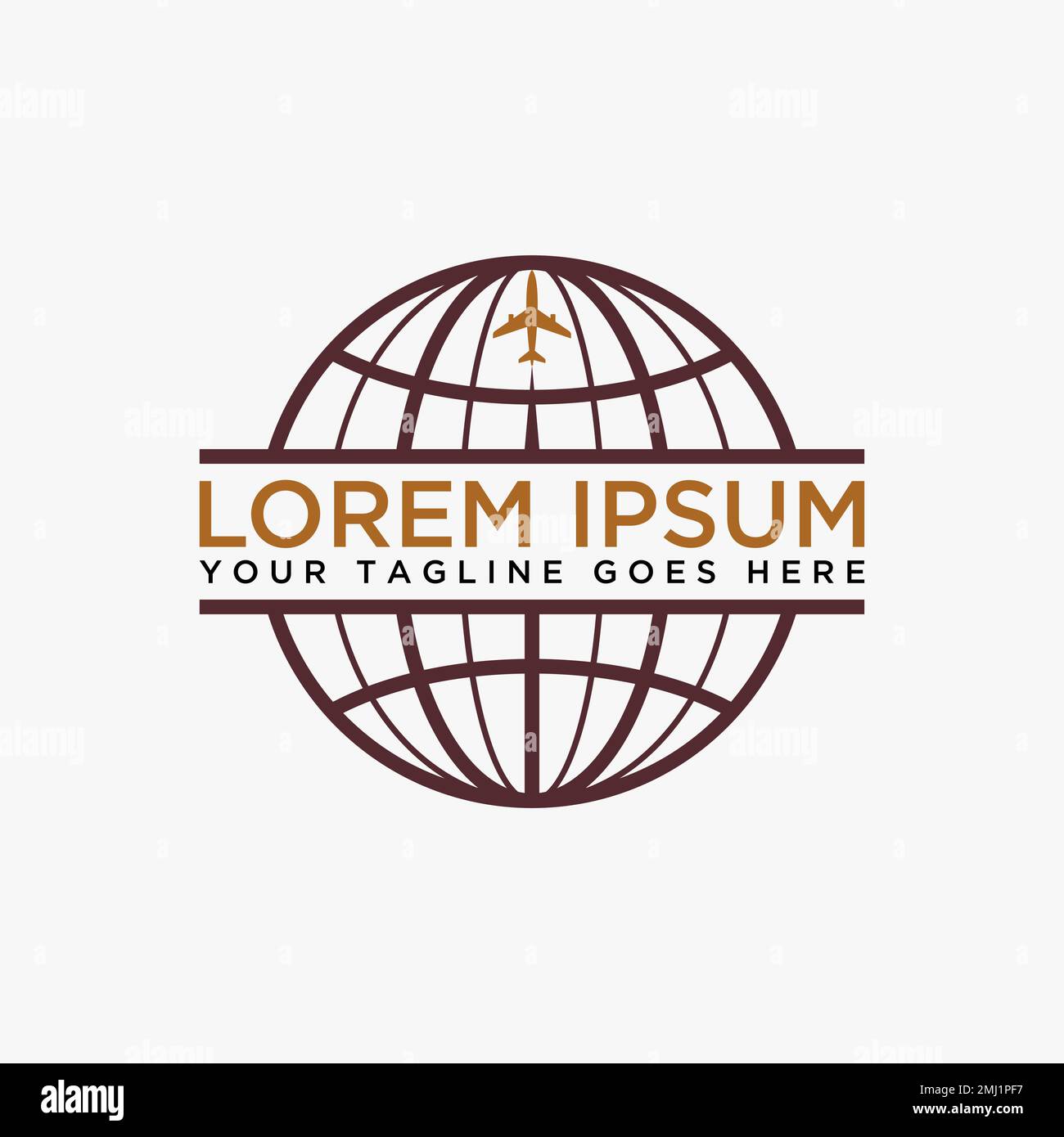 Simple and unique line globe for emblem or background with aircraft image graphic icon logo design abstract concept vector stock world or travel Stock Vector