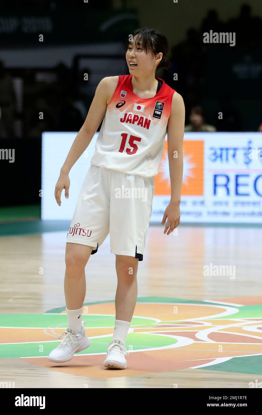 Japan's Nako Motohashi celebrates after scoring a point during the FIBA