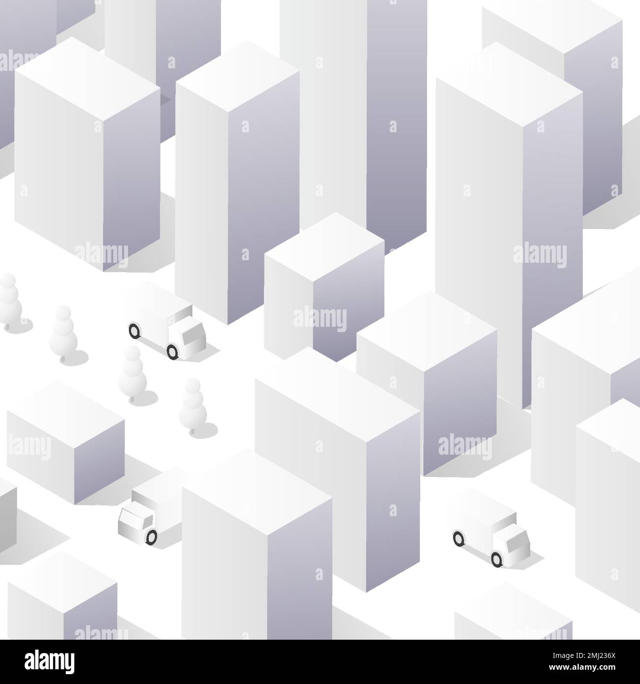 A vector isometric illustration of a white city on white design street ...