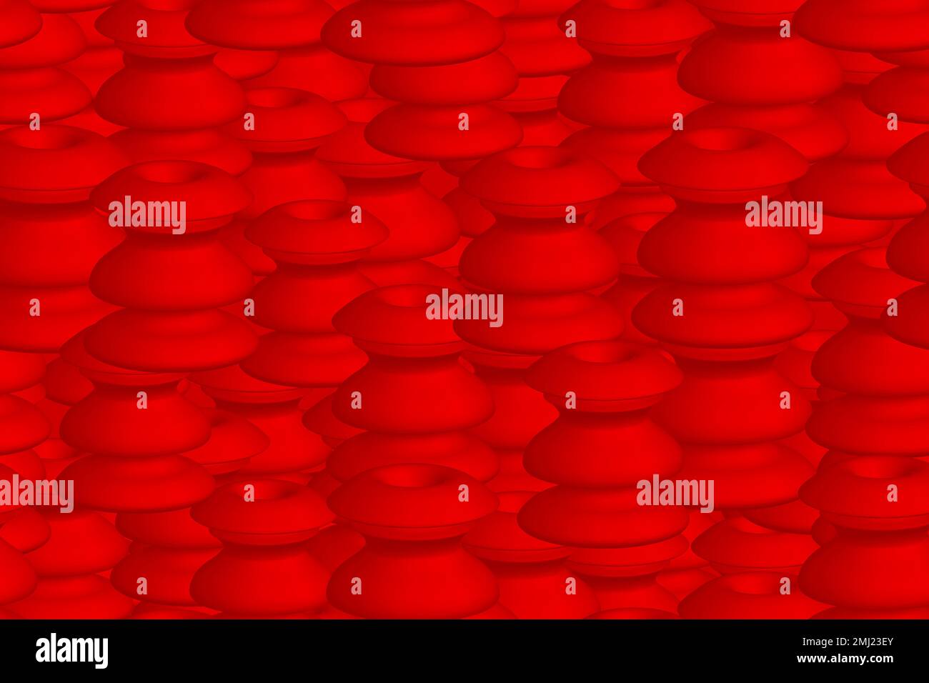 Abstract Red Color Volume Shapes 3D Seamless Illustration Stock Vector