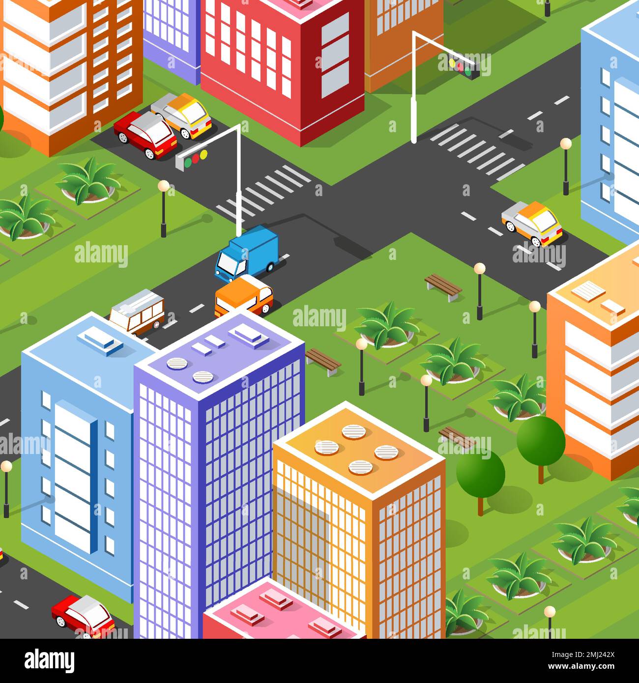 Isometric 3D illustration city urban area with a lot of houses and ...